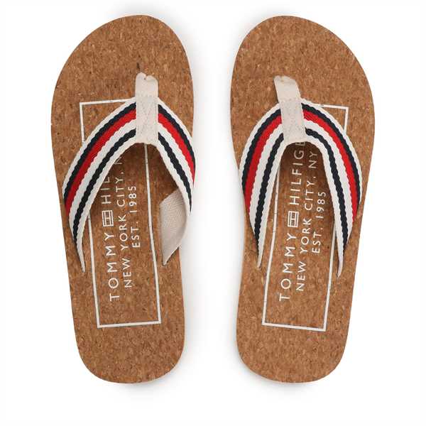 Žabky Tommy Hilfiger Cork Beach Sandal FM0FM04475 Béžová