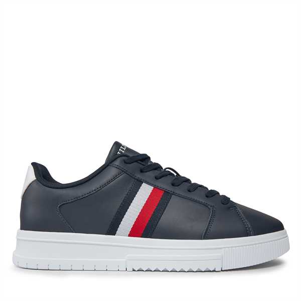 Sneakersy Tommy Hilfiger Supercup Lth Stripes Ess FM0FM04895 Tmavomodrá