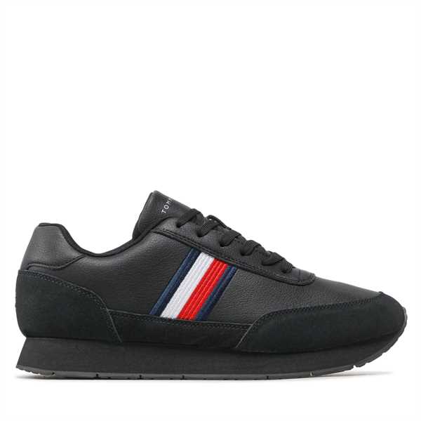 Sneakersy Tommy Hilfiger Core Eva Runner Corporate Lea FM0FM04397 Čierna