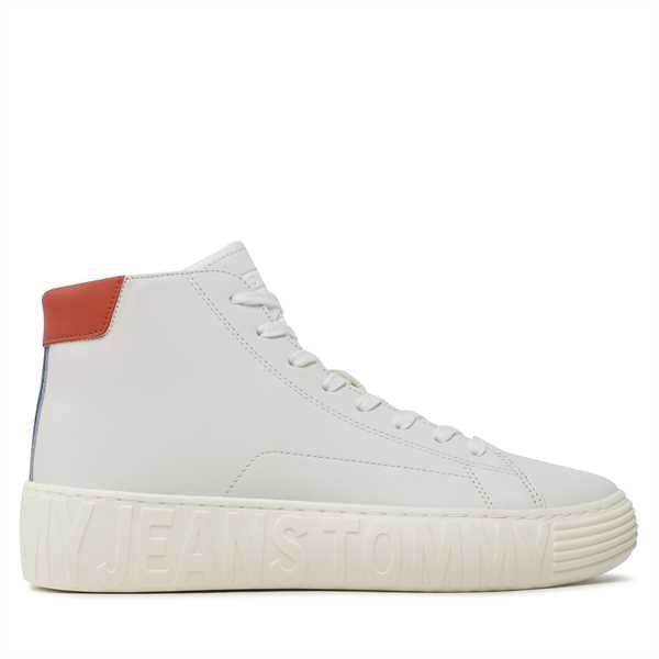 Sneakersy Tommy Jeans Tjm Outsole Mid Cut EM0EM01218 Biela