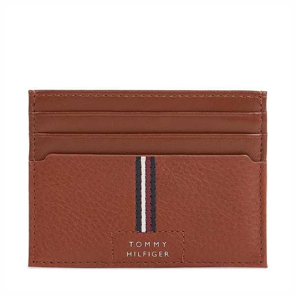 Puzdro na kreditné karty Tommy Hilfiger Th Premium Leather Cc Holder AM0AM12186 Hnedá