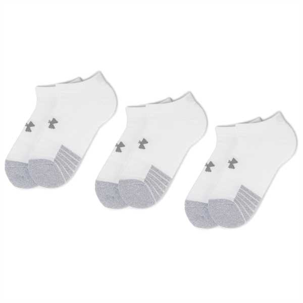 Súprava 3 párov kotníkových ponožiek unisex Under Armour Heatgear No Show Sock 1346755-100 Biela