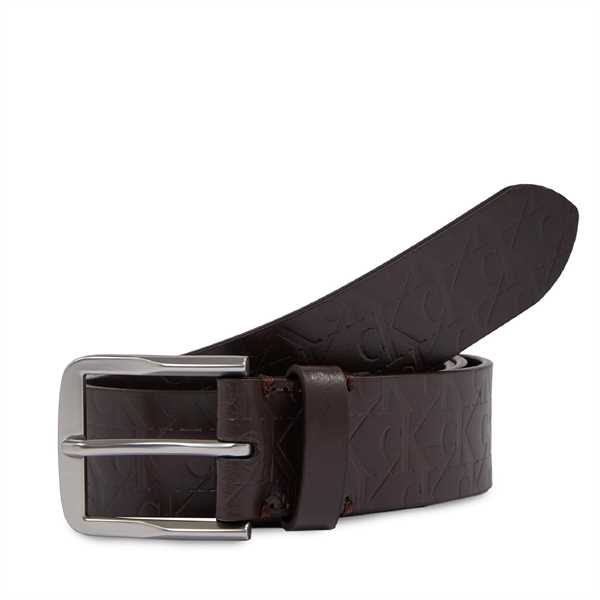 Pánsky opasok Calvin Klein Jeans Classic Flat Lthr Belt 35Mm Aop K50K511518 Hnedá