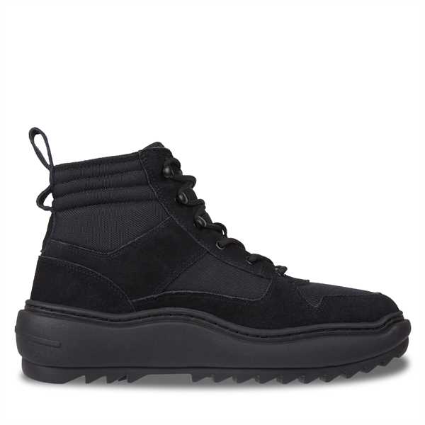 Šnurovacia obuv Tommy Jeans Tjm Mix Material Boot EM0EM01245 Čierna