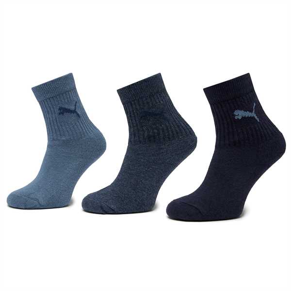 Súprava 3 párov vysokých detských ponožiek Puma Junior Crew Sock 3P 907958 Tmavomodrá