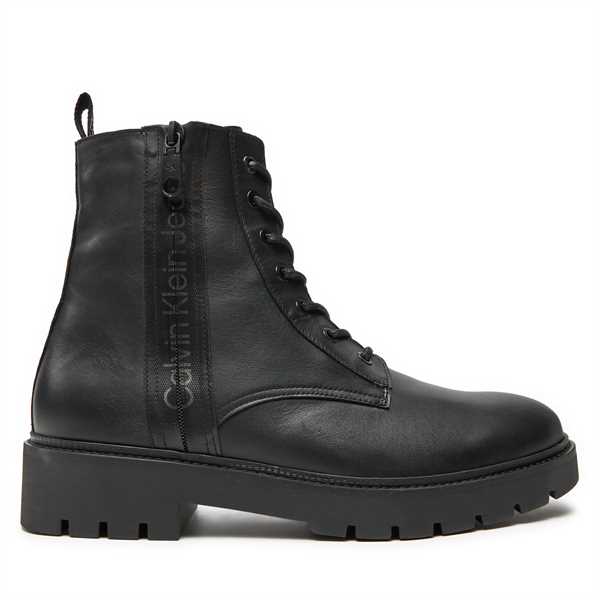 Čižmy Calvin Klein Jeans Combat Mid Laceup Boot W Zip YM0YM00262 Čierna