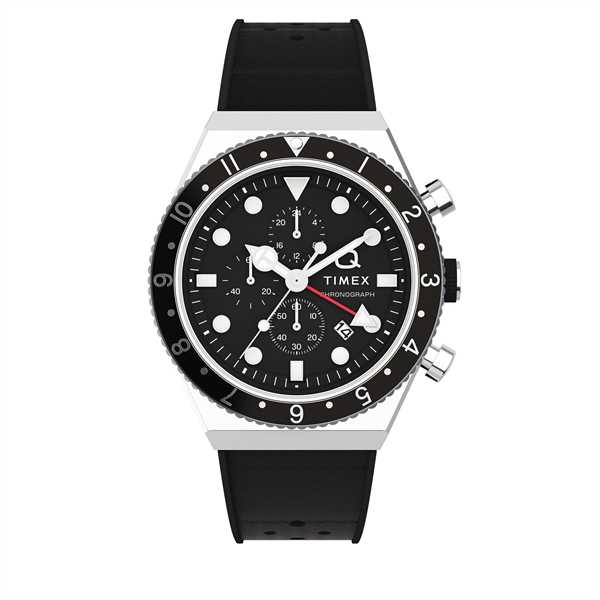 Hodinky Timex Q Timex Three Time Zone Chronograph TW2V70000 Čierna