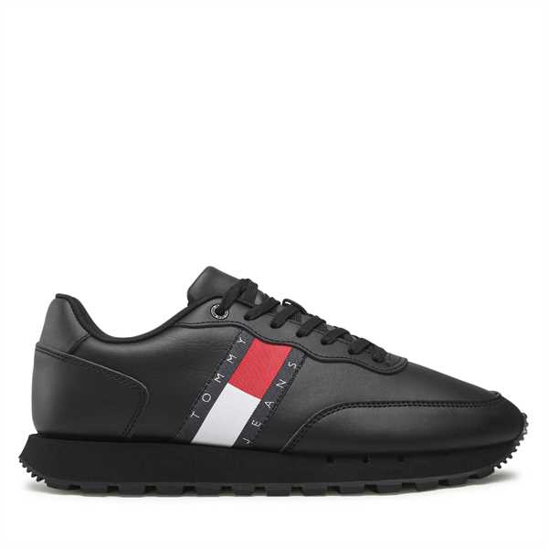 Sneakersy Tommy Jeans Leather Runner Ess EM0EM00898 Čierna