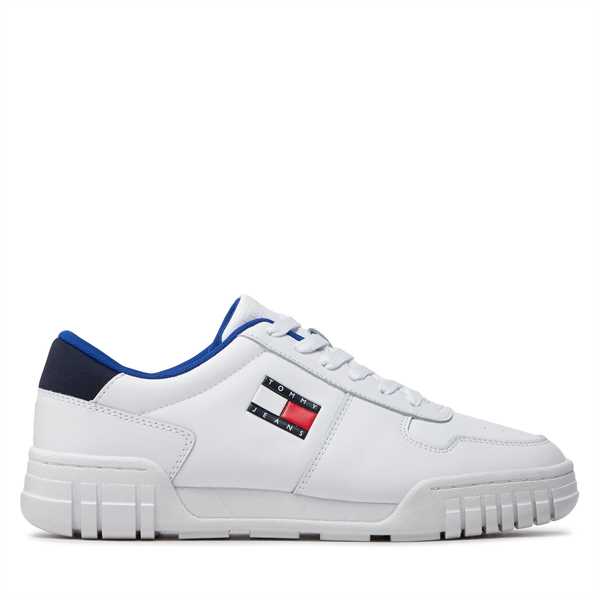 Sneakersy Tommy Jeans Retro Leather Cupsole EM0EM01068 Biela