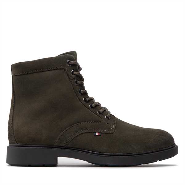 Čižmy Tommy Hilfiger Elevated Rounded Suede Lace Boot FM0FM04185 Zelená