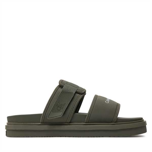 Šľapky Calvin Klein Jeans Double Bar Sandal Wb In Br YM0YM00946 Zelená