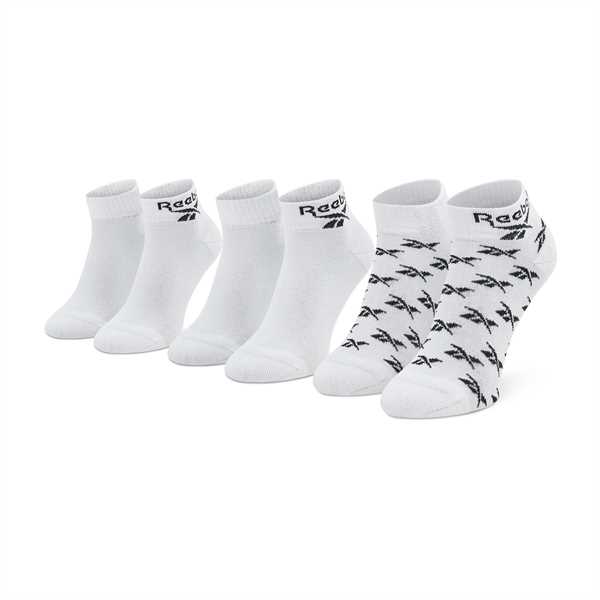 Súprava 3 párov vysokých ponožiek unisex Reebok Cl Fo Ankle Sock 3P GG6674 Biela