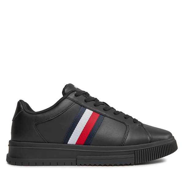 Sneakersy Tommy Hilfiger Supercup Lth Stripes Ess FM0FM04895 Čierna