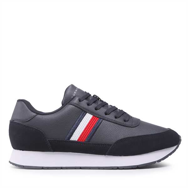 Sneakersy Tommy Hilfiger Core Eva Runner Corporate Lea FM0FM04397 Tmavomodrá