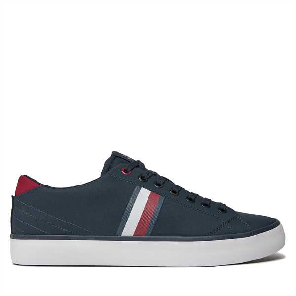 Sneakersy Tommy Hilfiger Th Hi Vulc Low Stripes Mesh FM0FM04946 Modrá