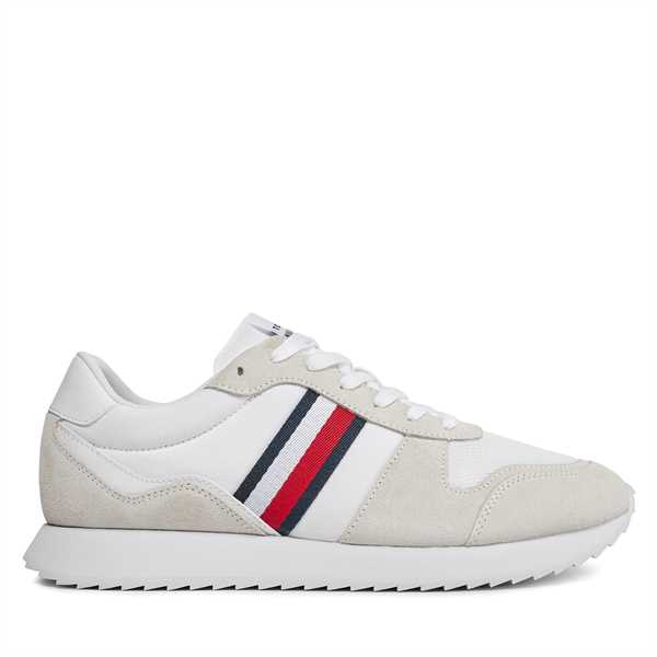 Sneakersy Tommy Hilfiger Runner Evo Mix Ess FM0FM04886 Biela