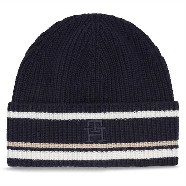 Čiapka Tommy Hilfiger Th Monogram Beanie AM0AM11503 Tmavomodrá