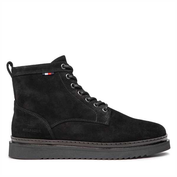 Čižmy Tommy Hilfiger Hilfiger Cleated Suede Boot FM0FM04191 Čierna