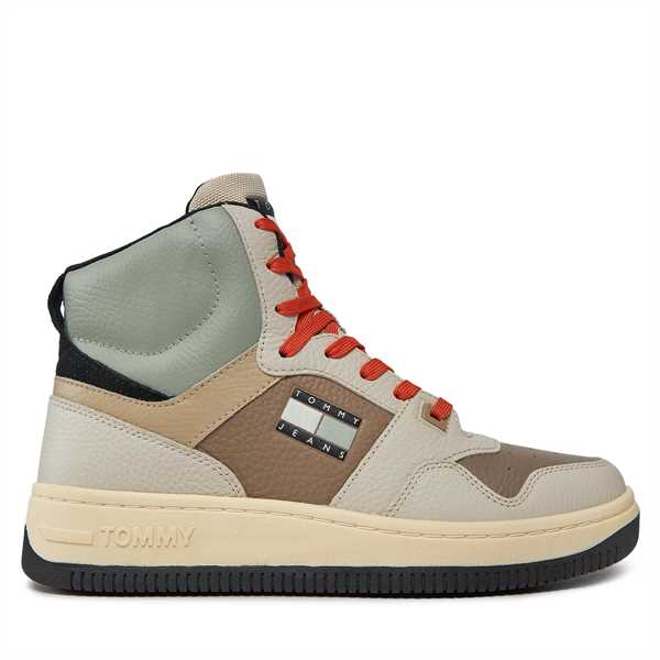 Sneakersy Tommy Jeans Tjm Basket Mid Leather EM0EM01258 Béžová