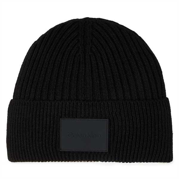 Čiapka Calvin Klein Tonal Rubber Patch Beanie K50K511291 Čierna