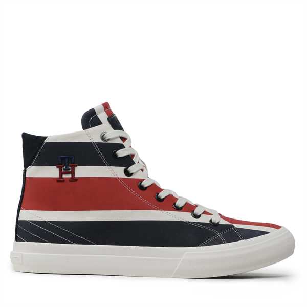 Sneakersy Tommy Hilfiger Th Hi Vulc Street Stripes FM0FM04690 Tmavomodrá