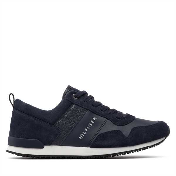 Sneakersy Tommy Hilfiger Iconic Leather Suede Mix Runner FM0FM00924 Tmavomodrá