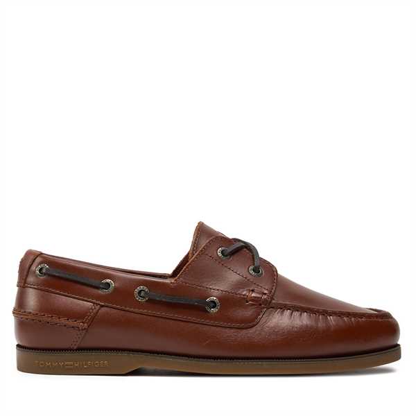 Poltopánky Tommy Hilfiger Th Boat Shoe Core Leather FM0FM04506 Hnedá