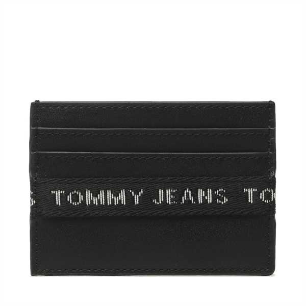 Puzdro na kreditné karty Tommy Jeans Tjm Essential Leather Cc Holder AM0AM11219 Čierna