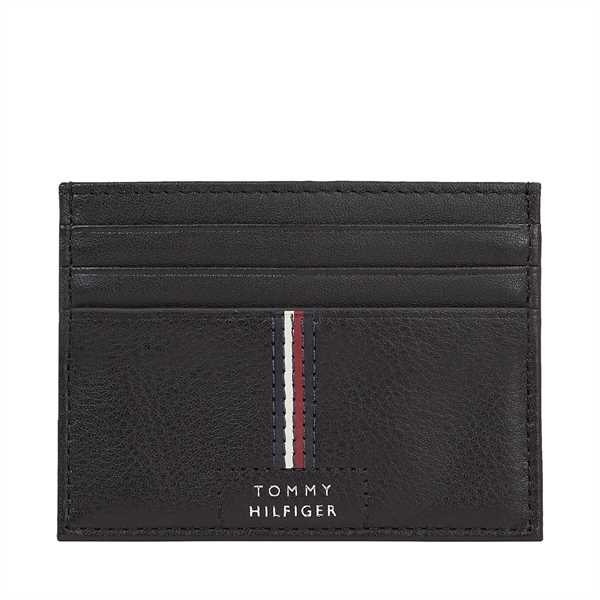 Puzdro na kreditné karty Tommy Hilfiger Th Premium Leather Cc Holder AM0AM12186 Čierna