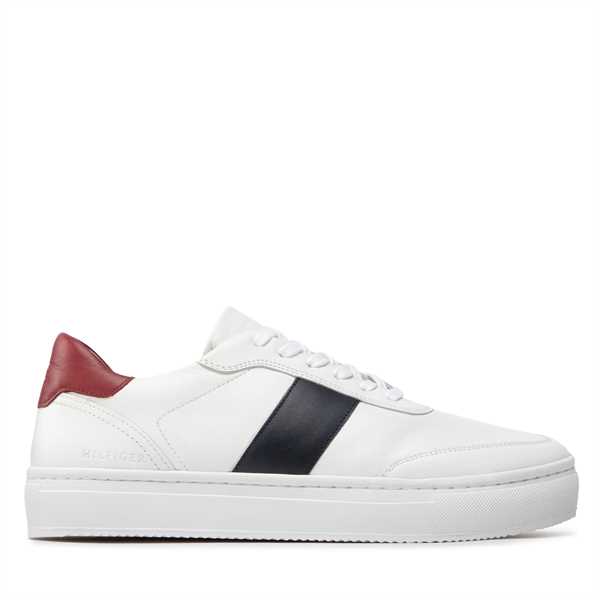 Sneakersy Tommy Hilfiger Premium Cupsole Stripe FM0FM04284 Biela