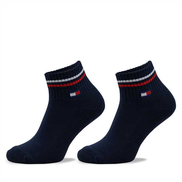 Súprava 2 párov kotníkových ponožiek unisex Tommy Hilfiger 701228177 Tmavomodrá