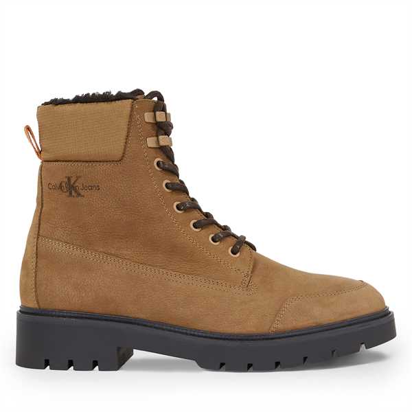 Outdoorová obuv Calvin Klein Jeans Combat Mid Laceup Wl Suede YM0YM00765 Hnedá