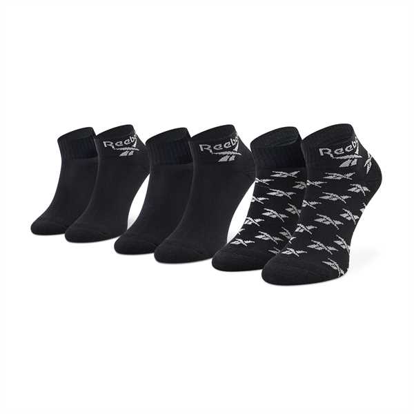 Súprava 3 párov vysokých ponožiek unisex Reebok Cl Fo Ankle Sock 3P GG6675 Čierna