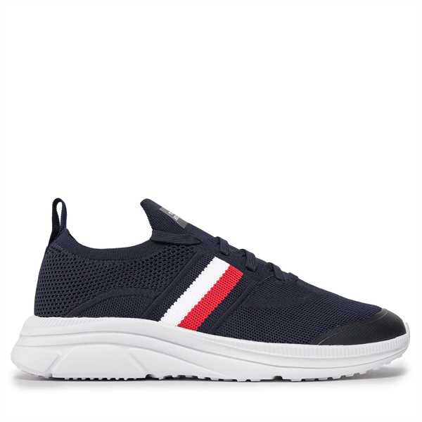 Sneakersy Tommy Hilfiger Modern Runner Knit Stripes Ess FM0FM04798 Tmavomodrá