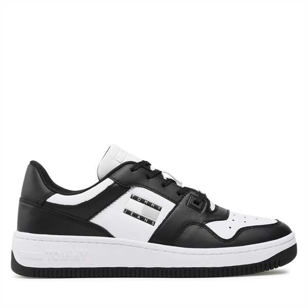 Sneakersy Tommy Jeans Basket Leather EM0EM01165 Čierna